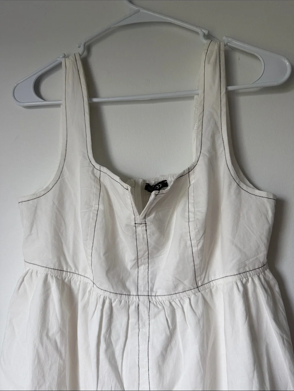 Papermoon White Dress with Contrast Topstitching 100% cotton